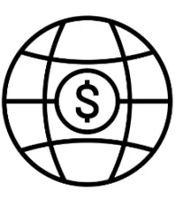 globe with $ in the middle